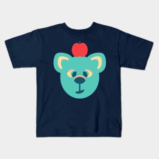 CUTE ADORABLE BEAR Friendly Sleepy Eyes Balanced Apple Kids - UnBlink Studio by Jackie Tahara Kids T-Shirt